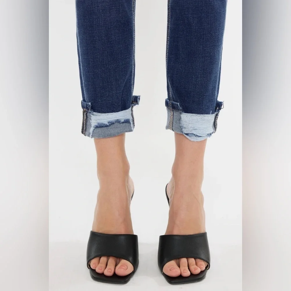 Kancan cane mid rise slim straight leg jeans